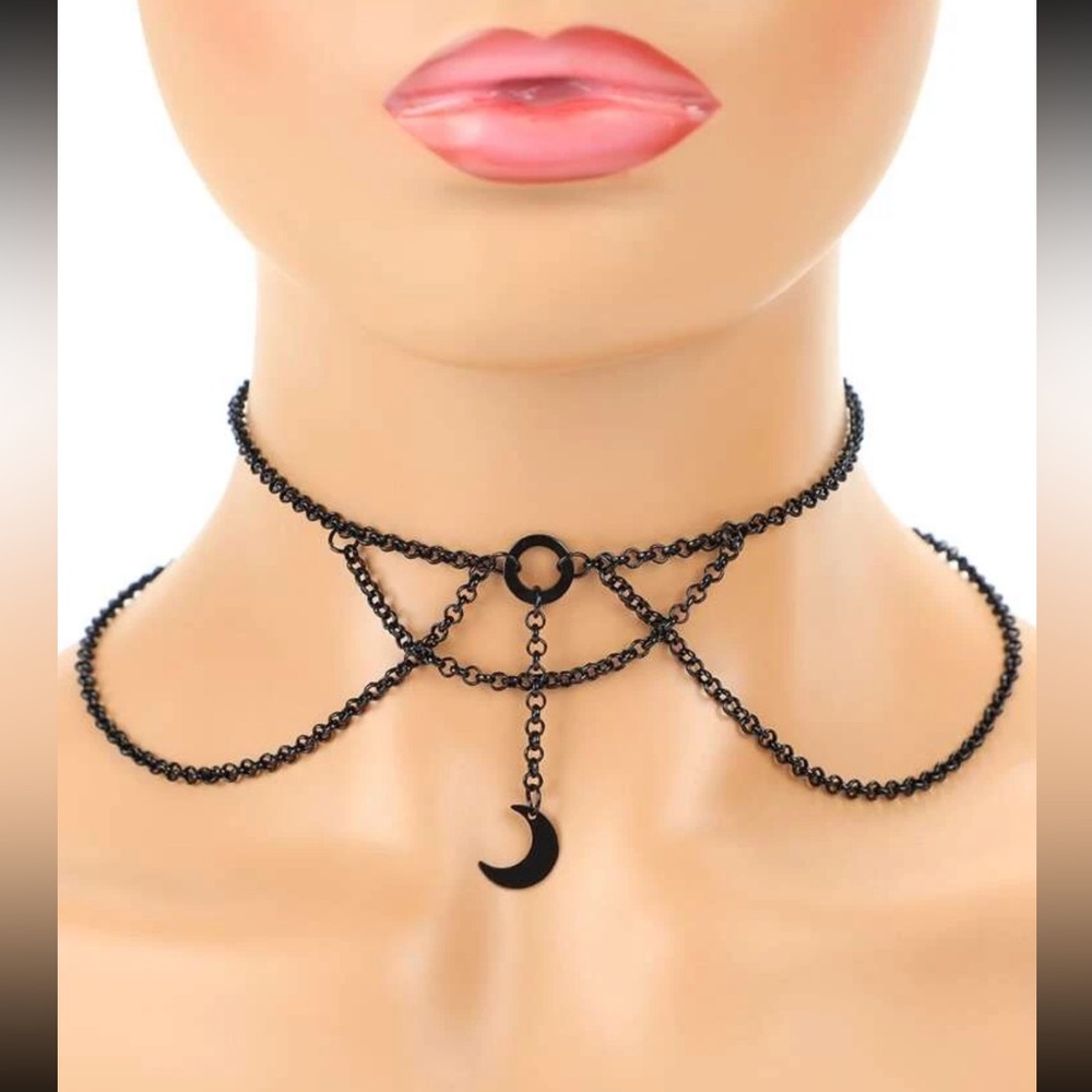 🌙 Awesome Tiered Tassel Celestial Crescent Moon Necklace 🌙